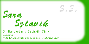 sara szlavik business card